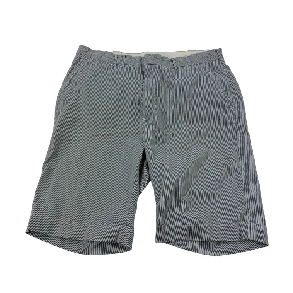 Polo Ralph Lauren Blue White Stripe Cinch Back Shorts Flat Front‎ Men's 33x10